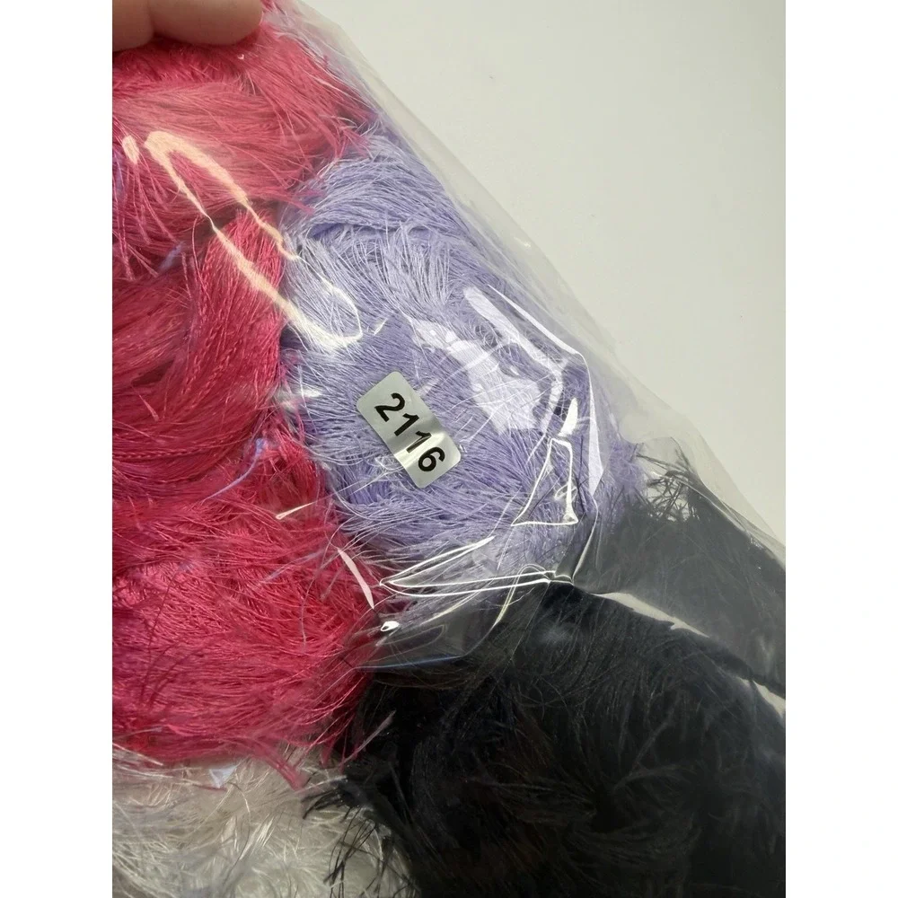 Peacock Eyelash Yarn Lot Made Italy White Black Pink Purple  5+ Balls